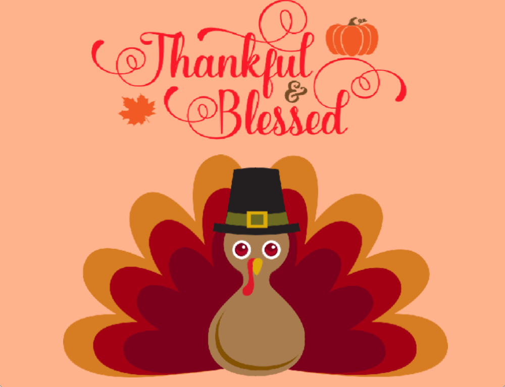 Thanksgiving Turkey Thankful and Blessed  sign