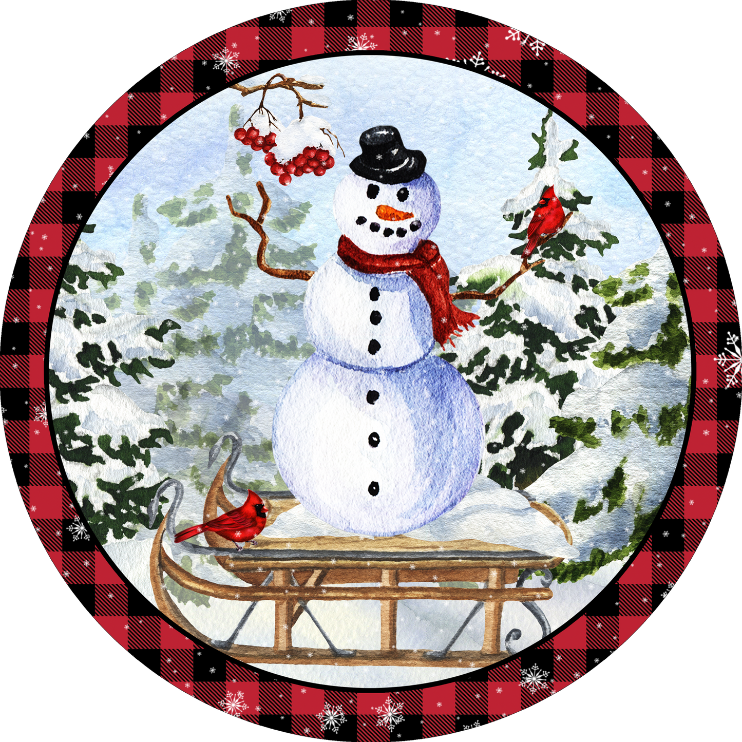 Winter Fun Snowman Sled Round