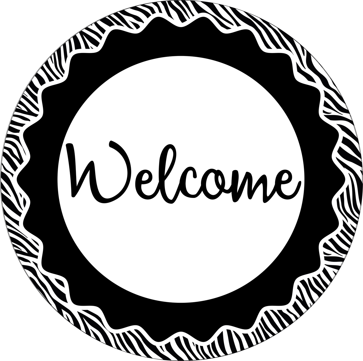 Welcome Zebra Print Sign