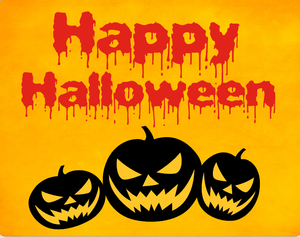 Happy Halloween sign- scary pumpkin