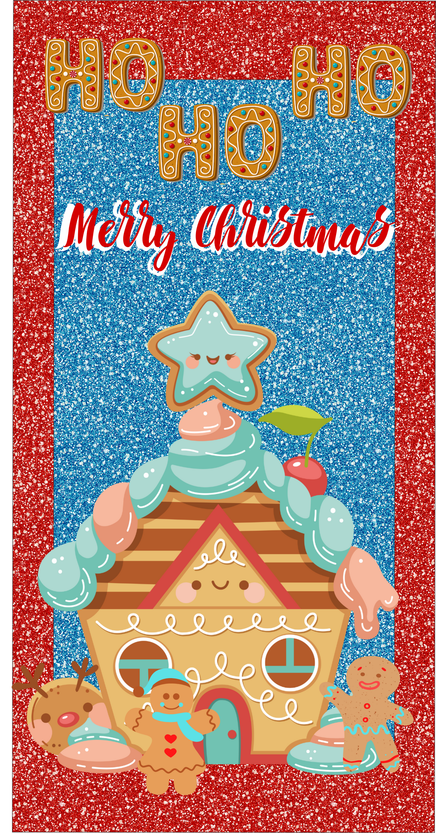 Ho Ho Ho Merry Christmas Gingerbread 6 x 12 wreath sign