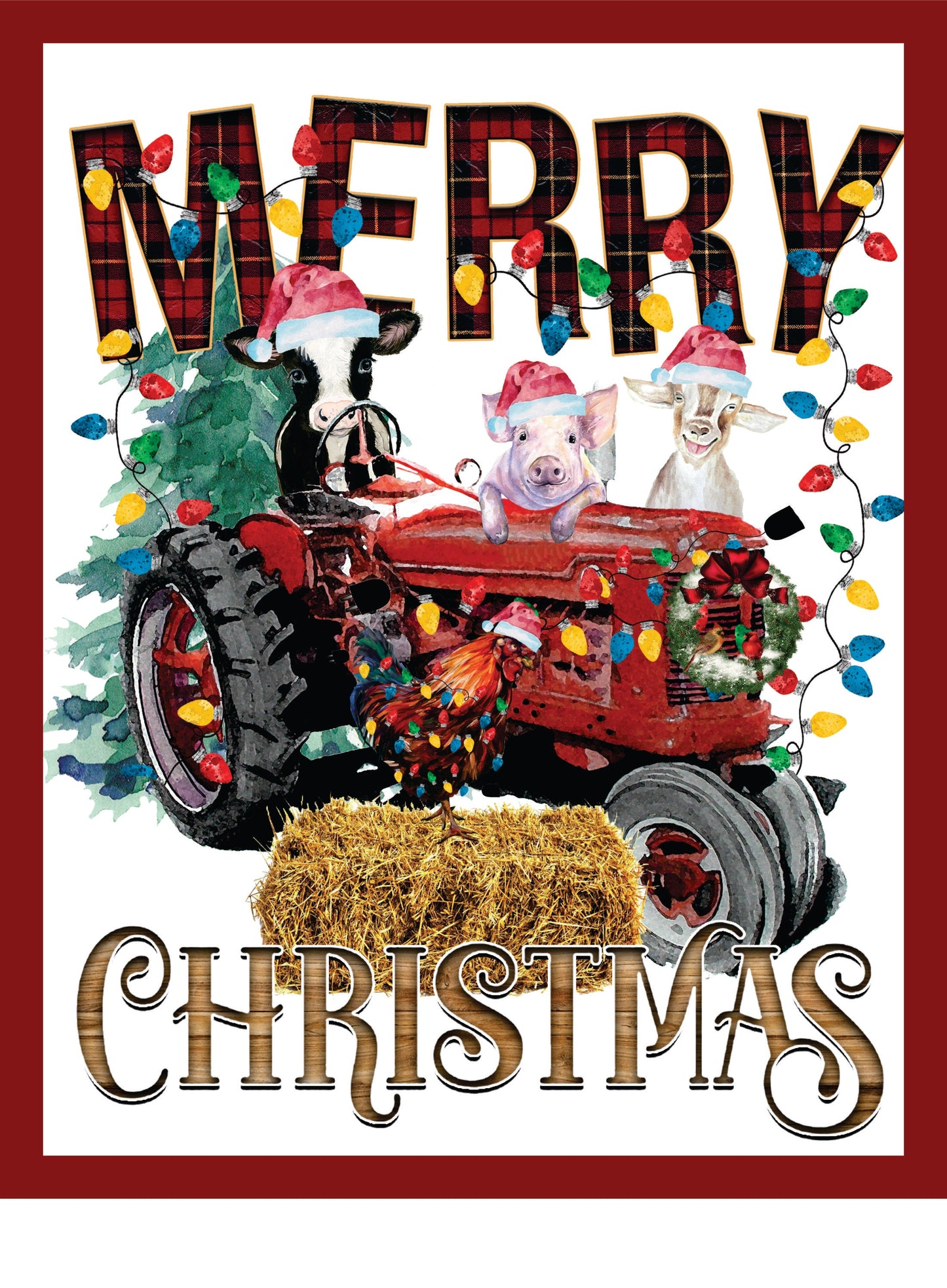 Merry Christmas Farm Animals Sign