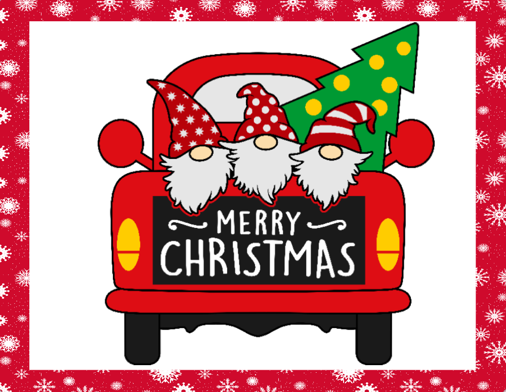 Merry Christmas Gnomes Truck sign