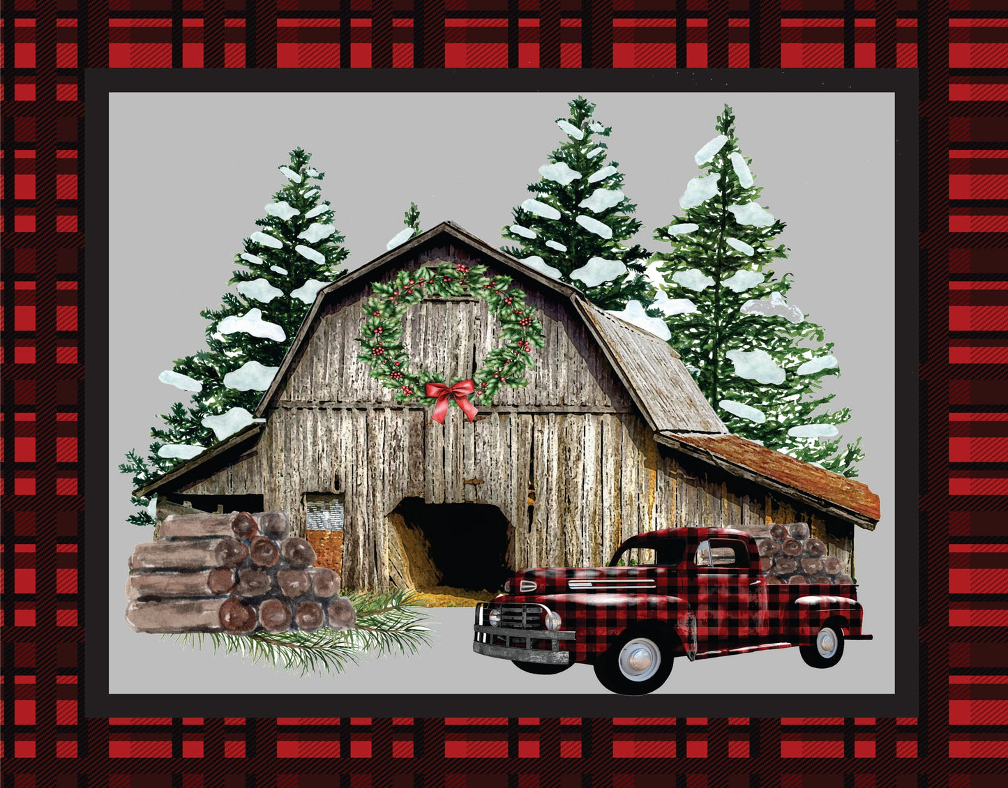 Rustic Plaid Barn Scene