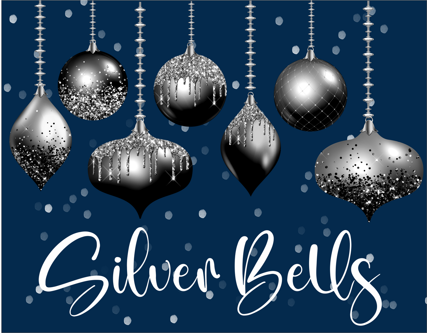 Blue Background Silver Bells