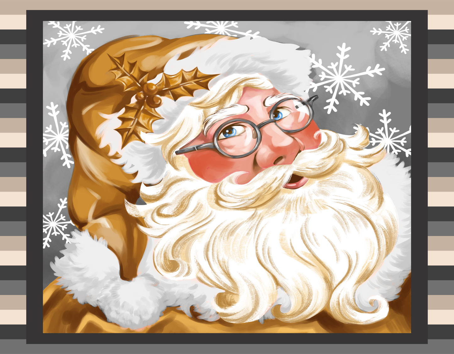 Silver and gold Santa sign 7x9