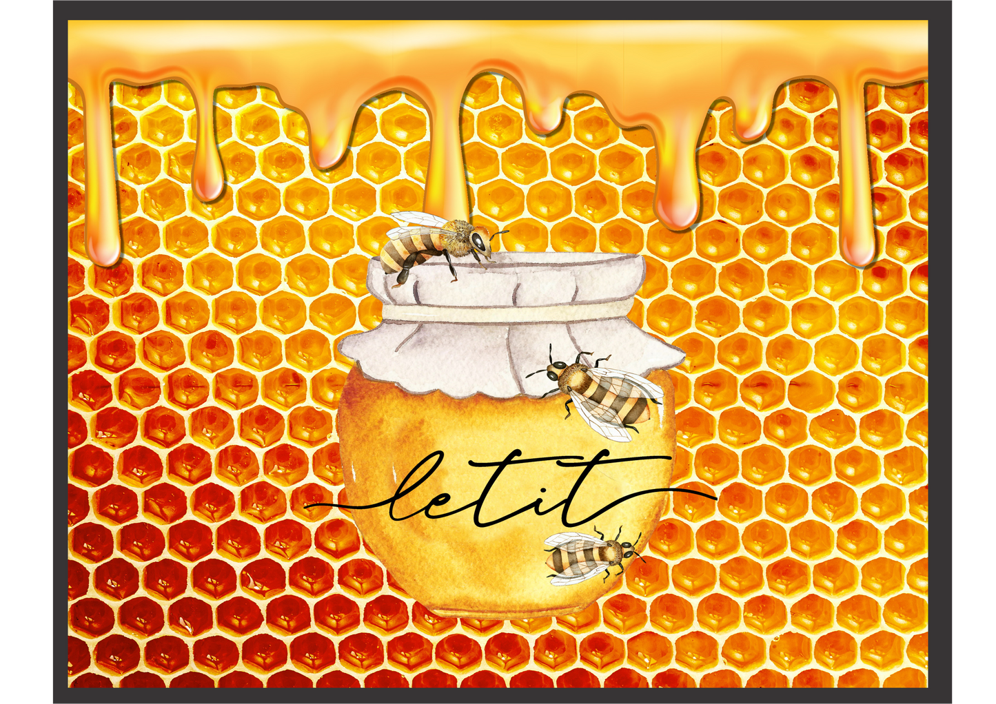 Honey pot with bees Stained Glass Sign 9x7