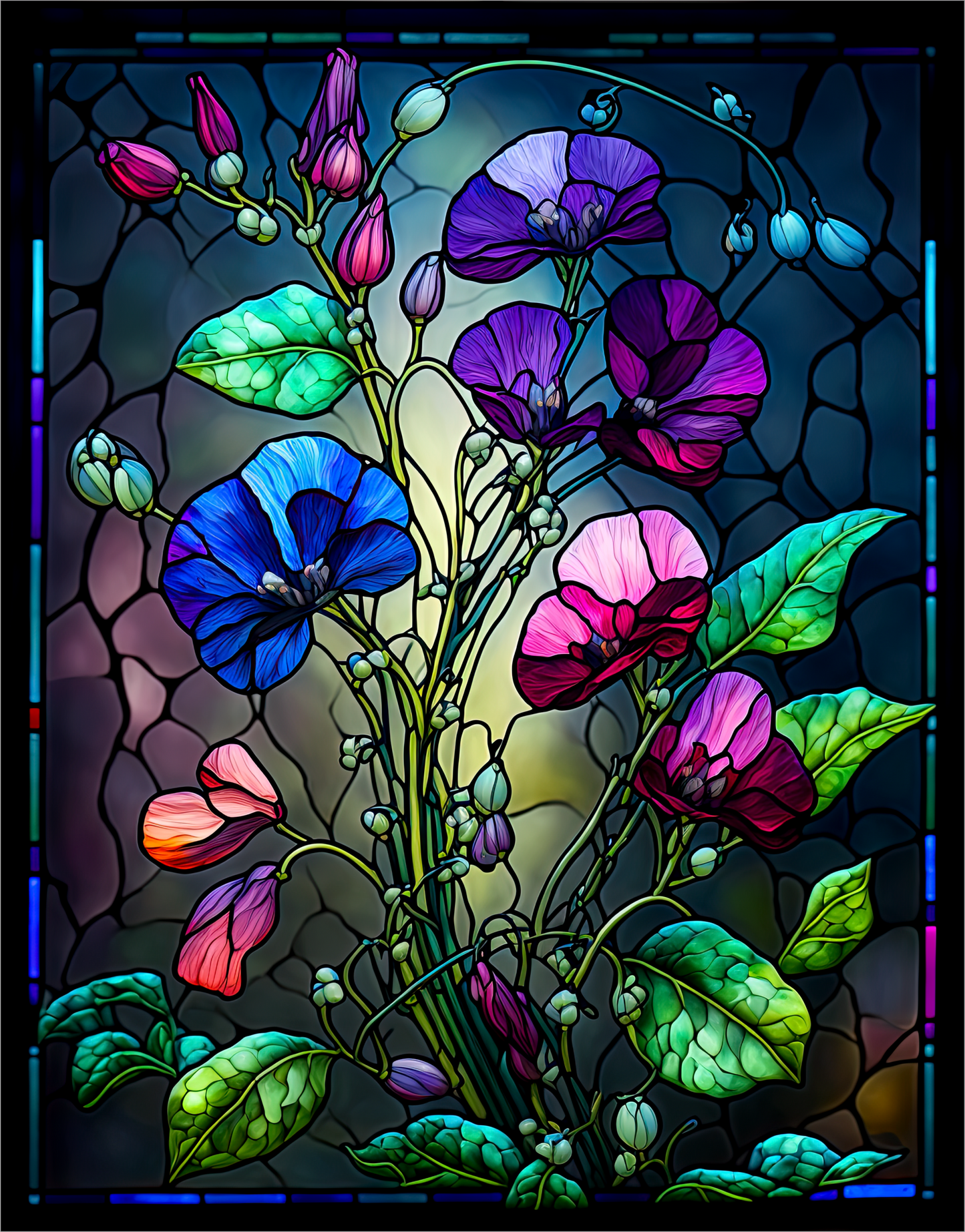 Pansy Stained Glass Look Sign 9x7