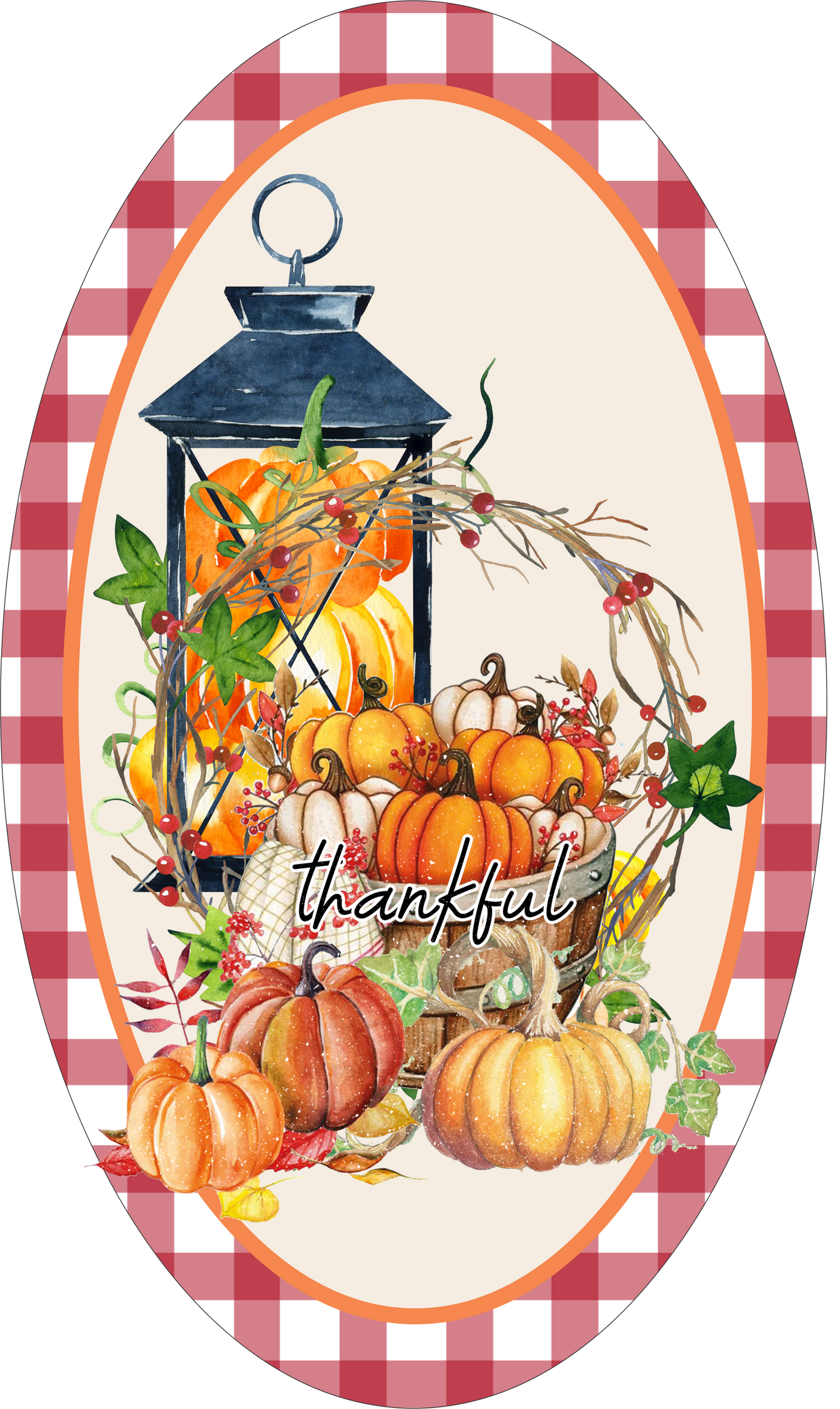 Thankful Fall Lantern Oval Sign