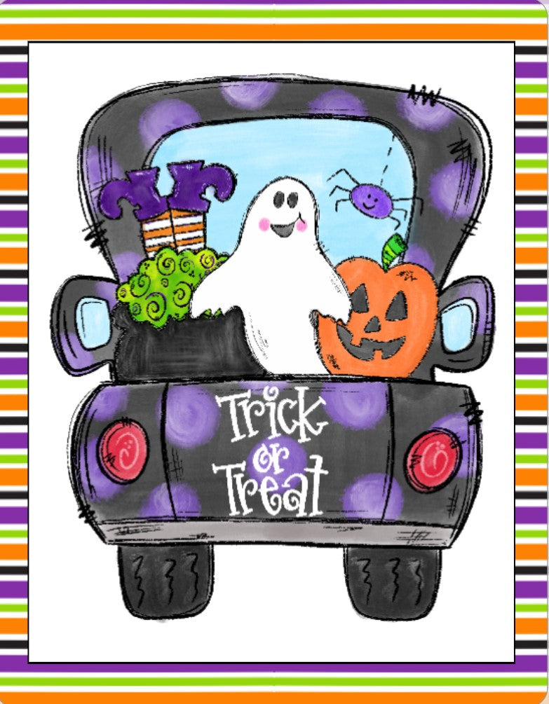 Trick or Treat Truck Black and purple sign