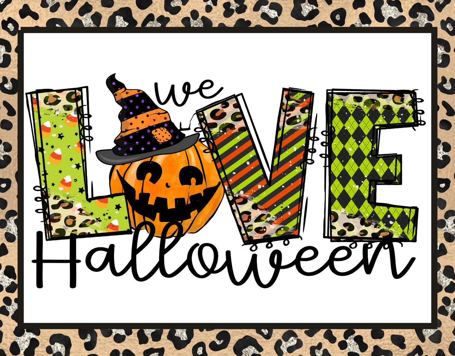 We Love Halloween Leopard 7x9