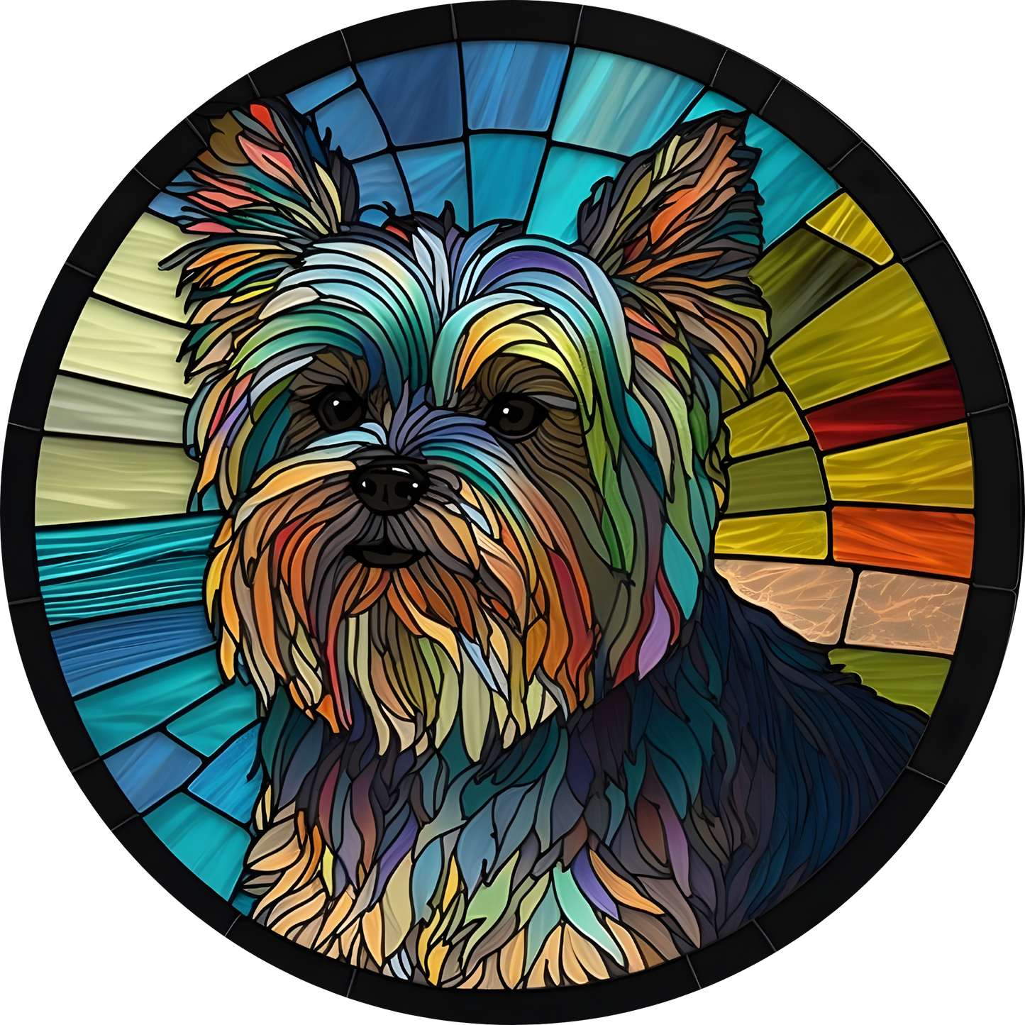 Yorkshire 2 Stained Glass Look Wreath Sign Round