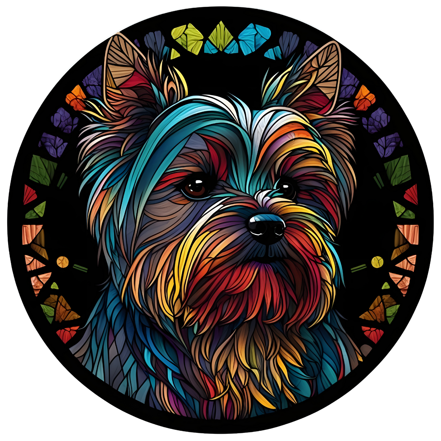 Yorkshire 3 Stained Glass Look Wreath Sign Round