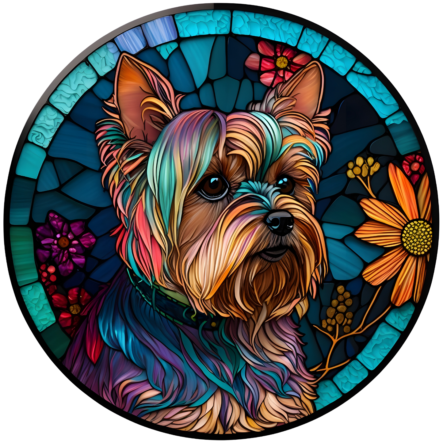 Yorkshire Faux Stained Glass Wreath Sign Round