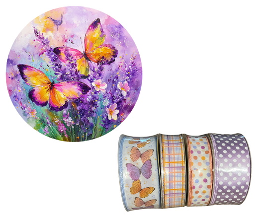 Purple and Orange Spring Summer Sign and Ribbon Set