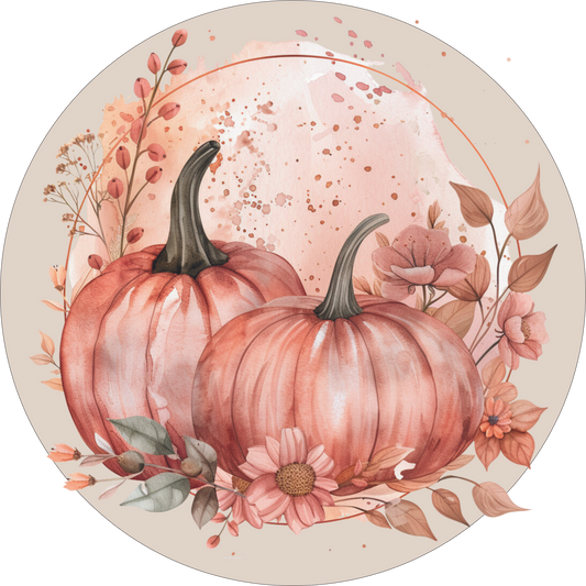 Antique pink fall pumpkin Sign Round