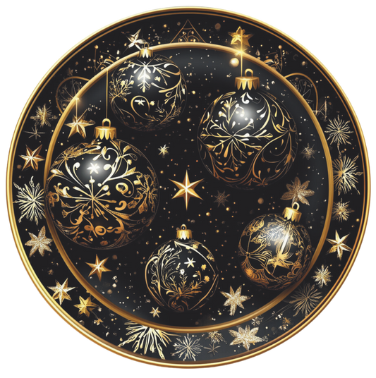 Black and Gold Ornaments framed Round Sign