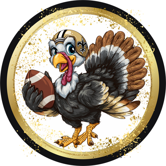 Black and Gold themed Turkey with Football Round
