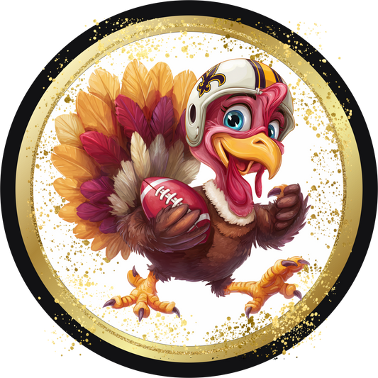 Black and Gold themed colorful Turkey White Helmet with Football Round