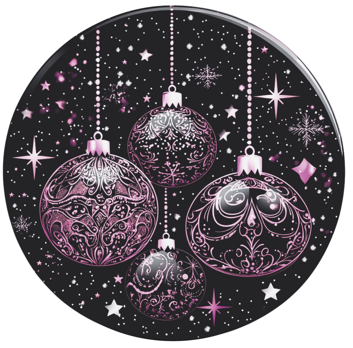 Pink and Black Hanging Ornaments Round Sign