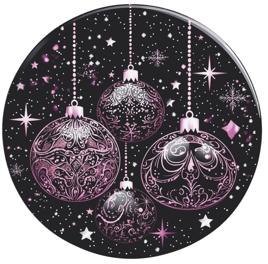 Pink and Black Hanging Ornaments Round Sign