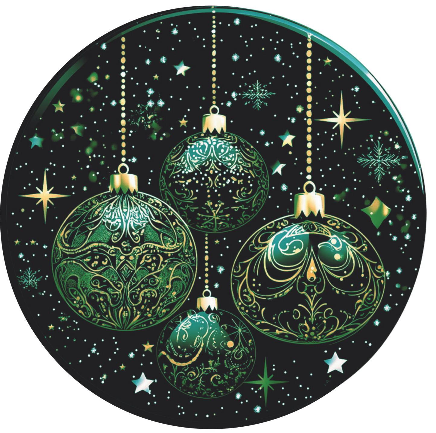 Green and Black Hanging Ornaments Round Sign