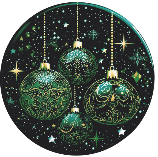 Green and Black Hanging Ornaments Round Sign