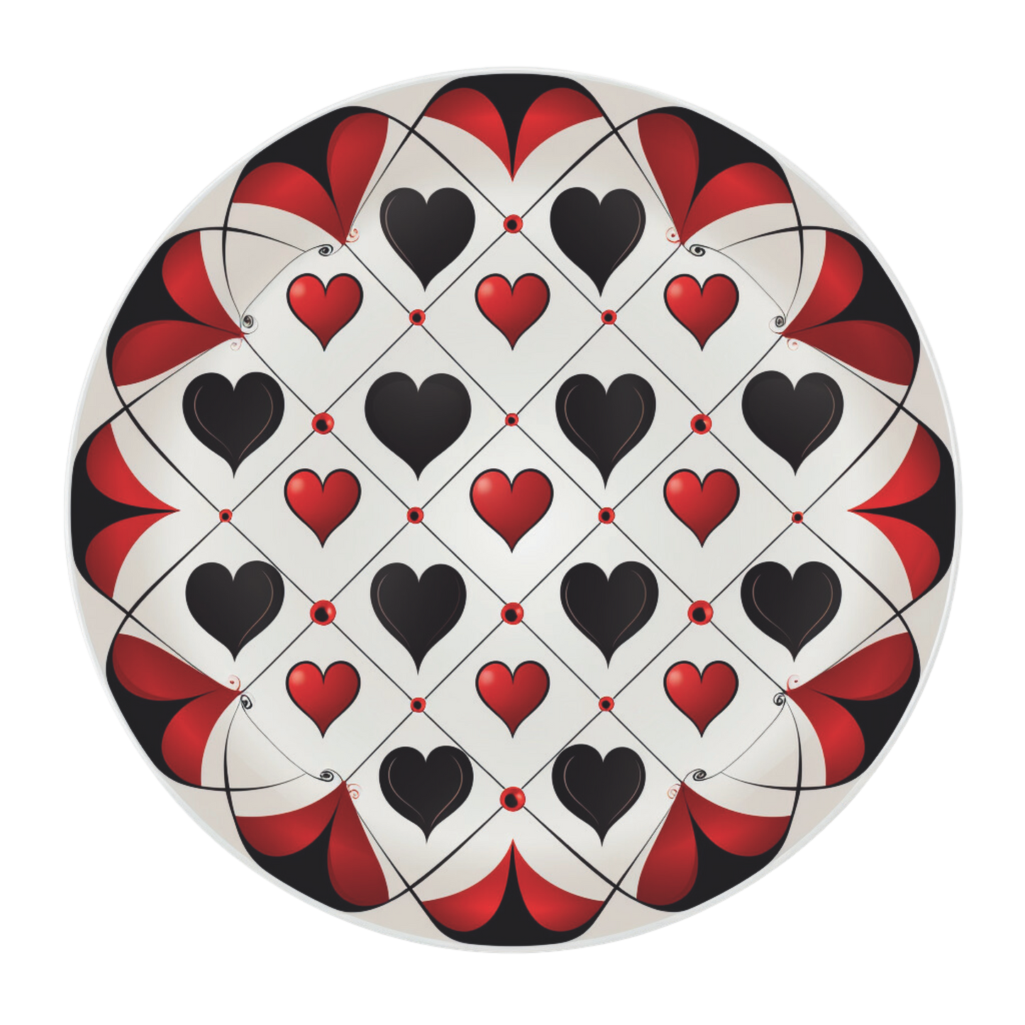 Valentines Hearts in red and black faux stained glass Sign Round