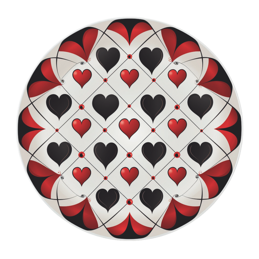 Valentines Hearts in red and black faux stained glass Sign Round