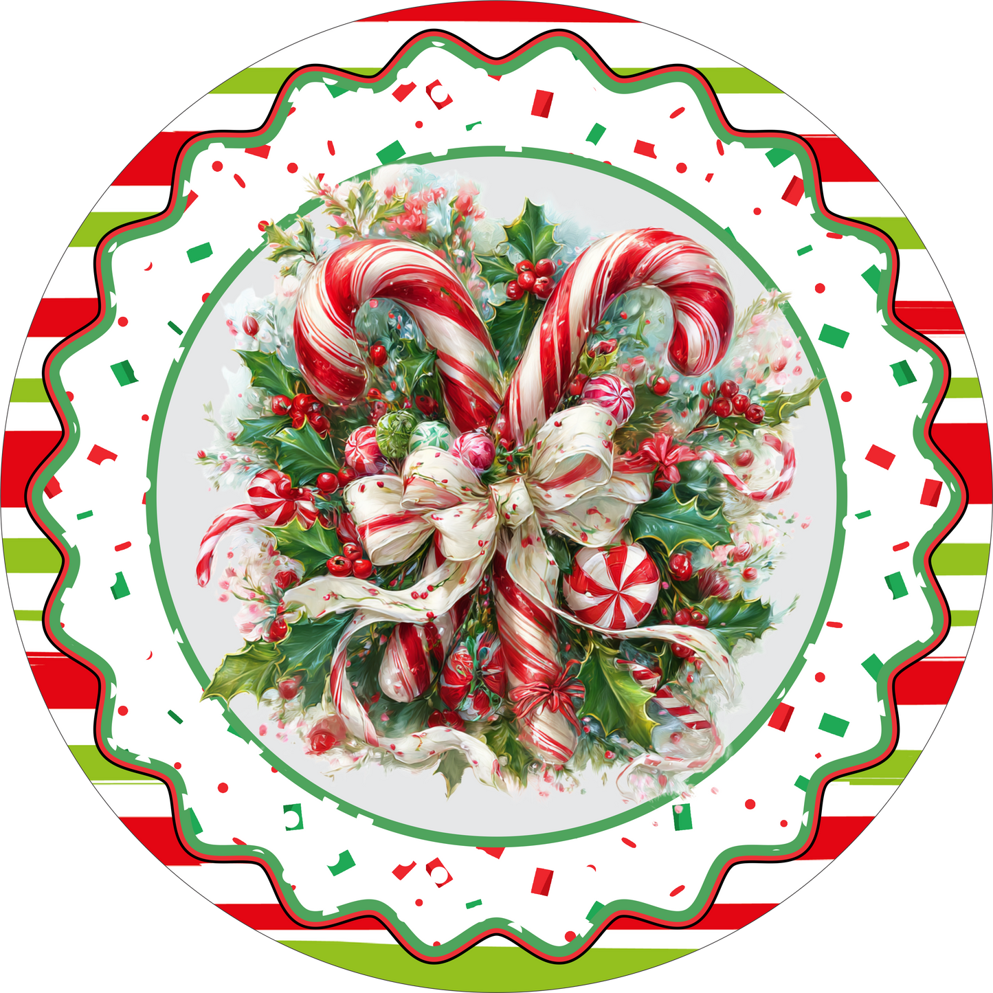 Candy Cane Christmas wreath Sign Round