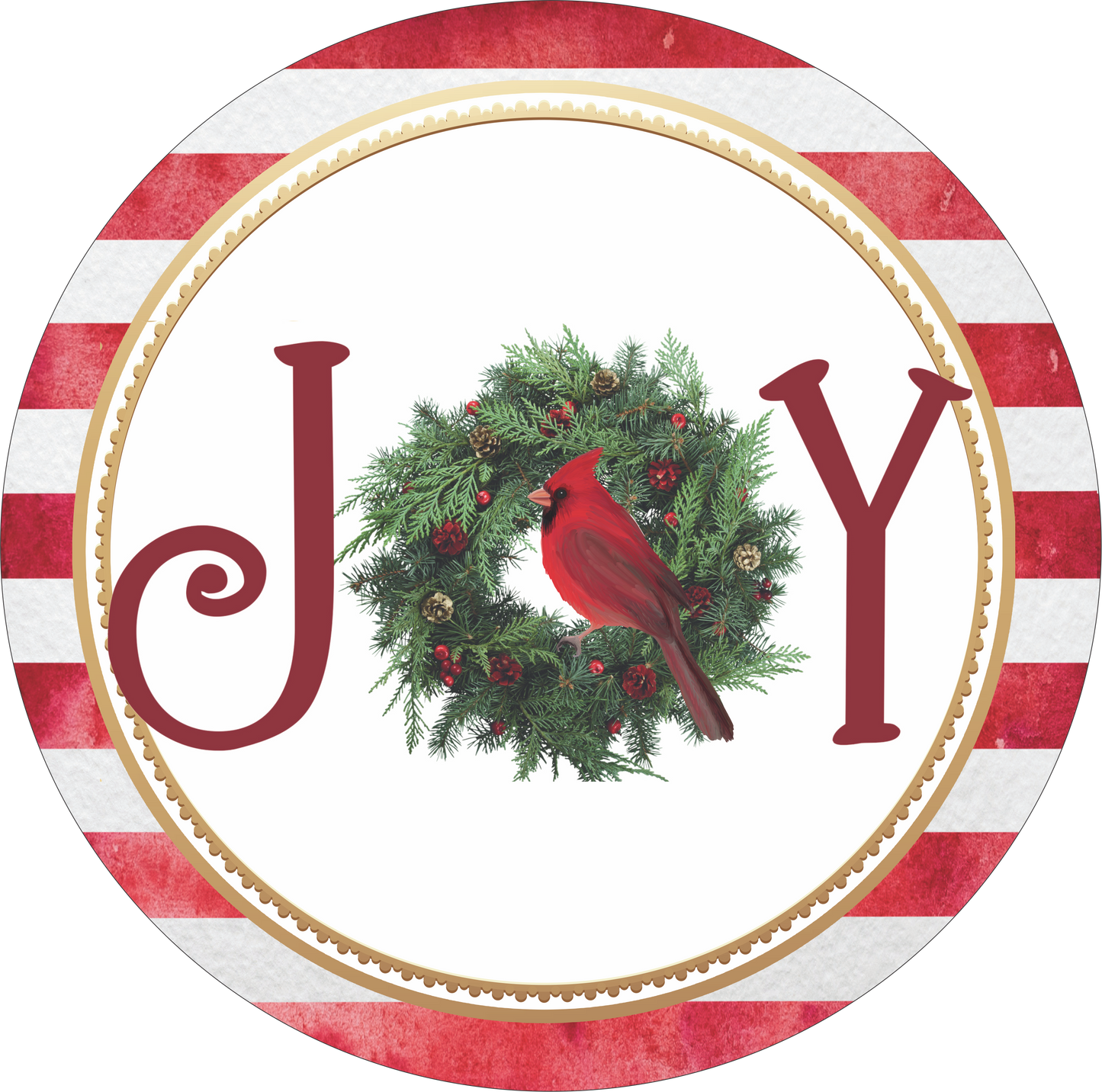 Red and White Joy Sign Round