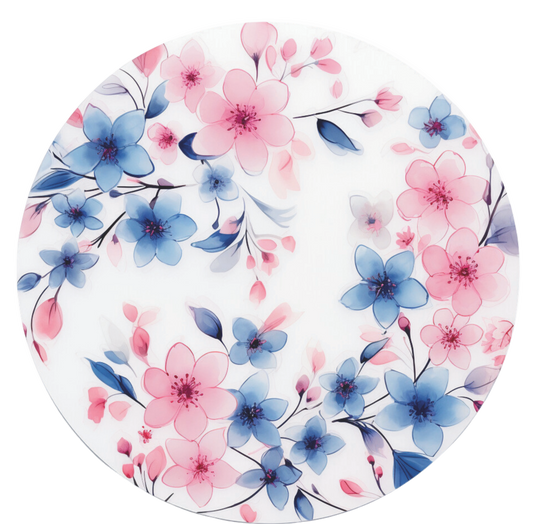 Delicate Pink and Blue florals round
