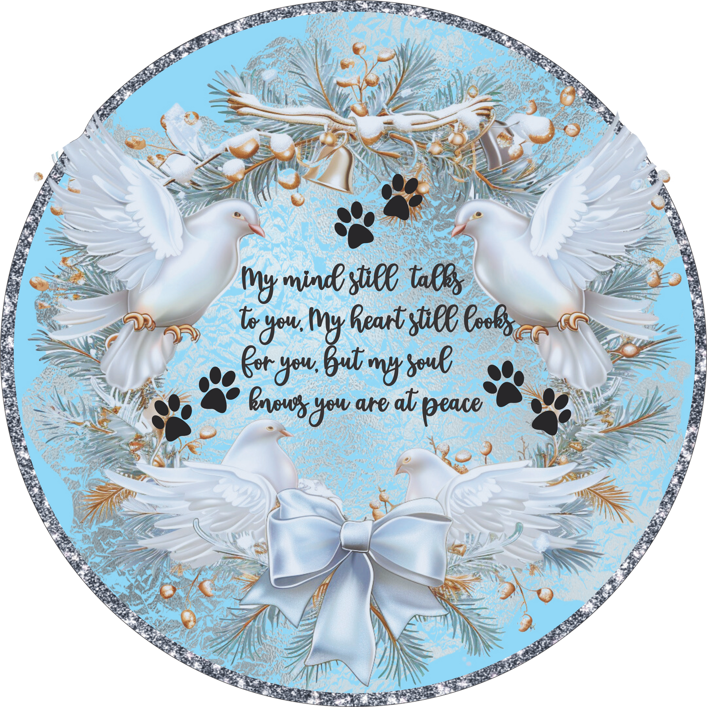 Forever in my heart pet memorial- Doves  Round Sign