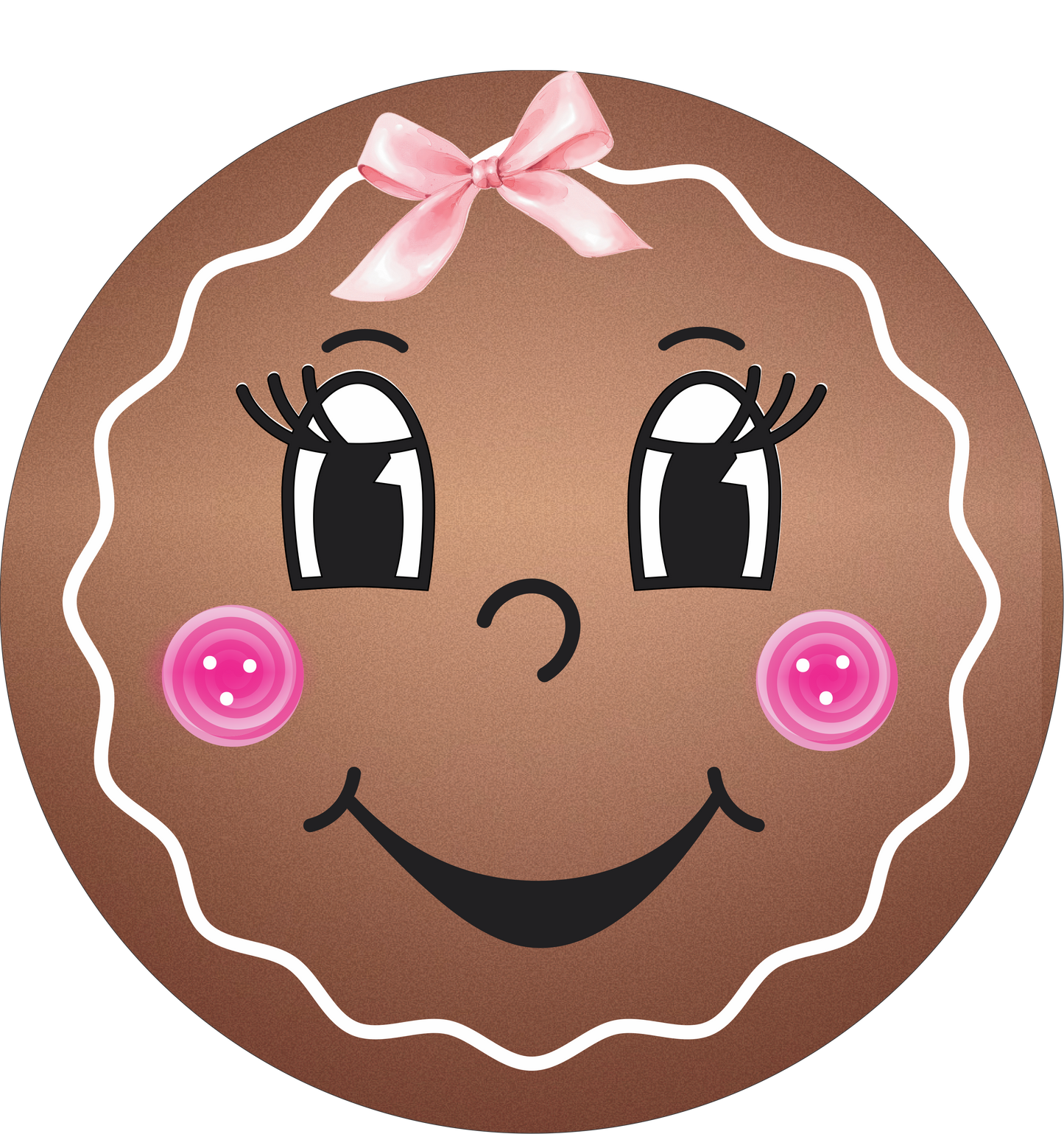 Gingerbread Girl Face with pink bow