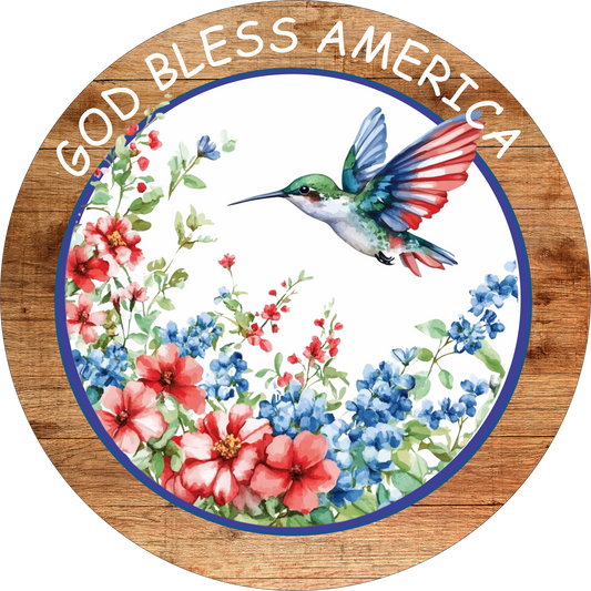 God Bless America Hummingbird Round
