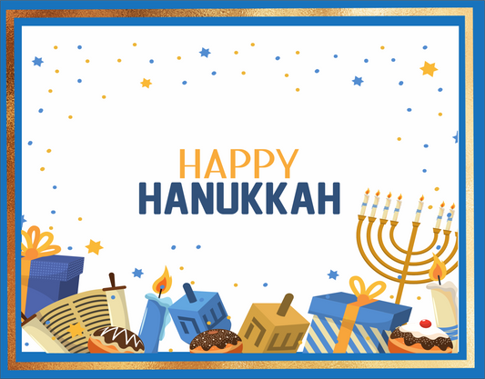 Happy Hanukkah Blue and Gold