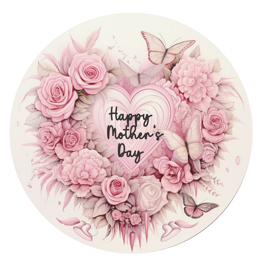 Vintage Happy Mothers Day in pinks Round