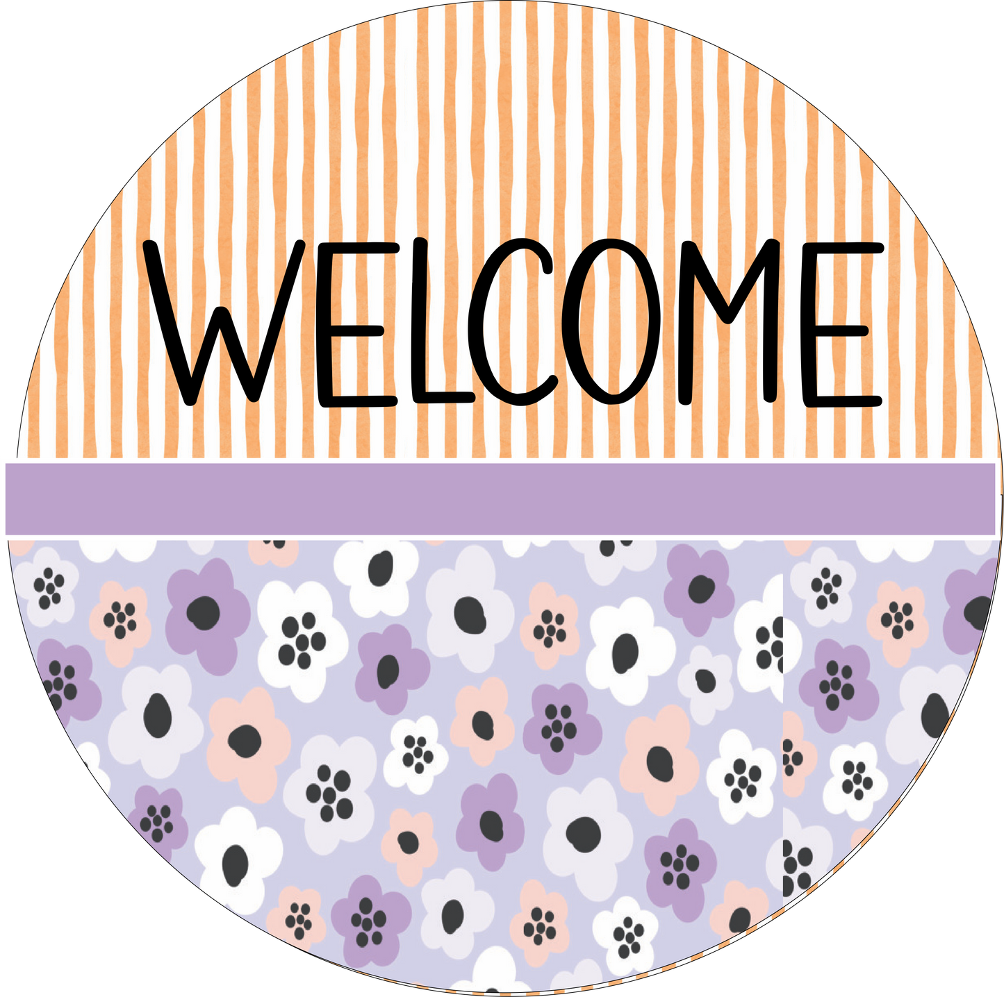 Purple, Peach and white floral Welcome round
