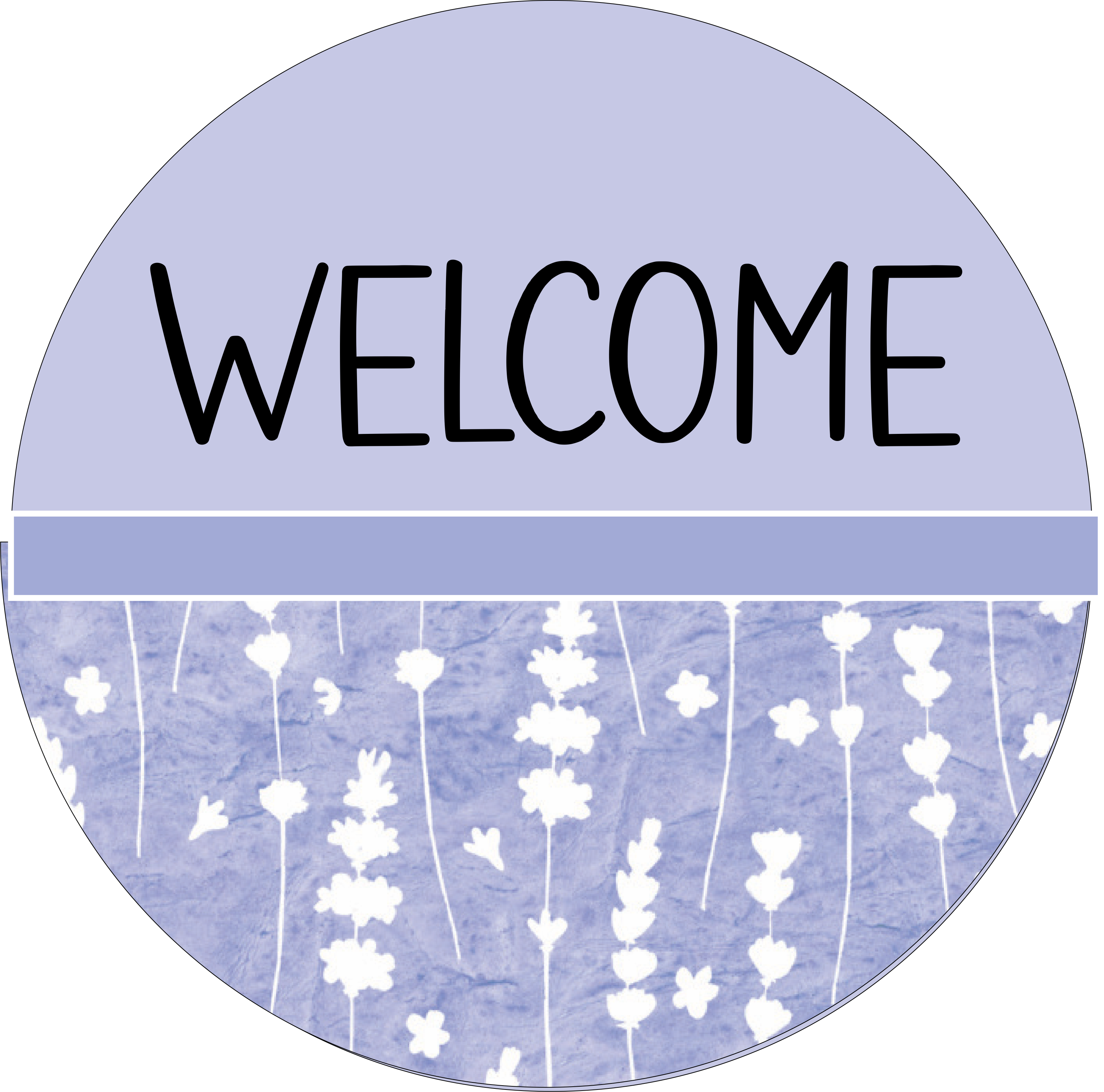 Welcome Tags Round Lavender and white floral Welcome round – RCL Signs and More