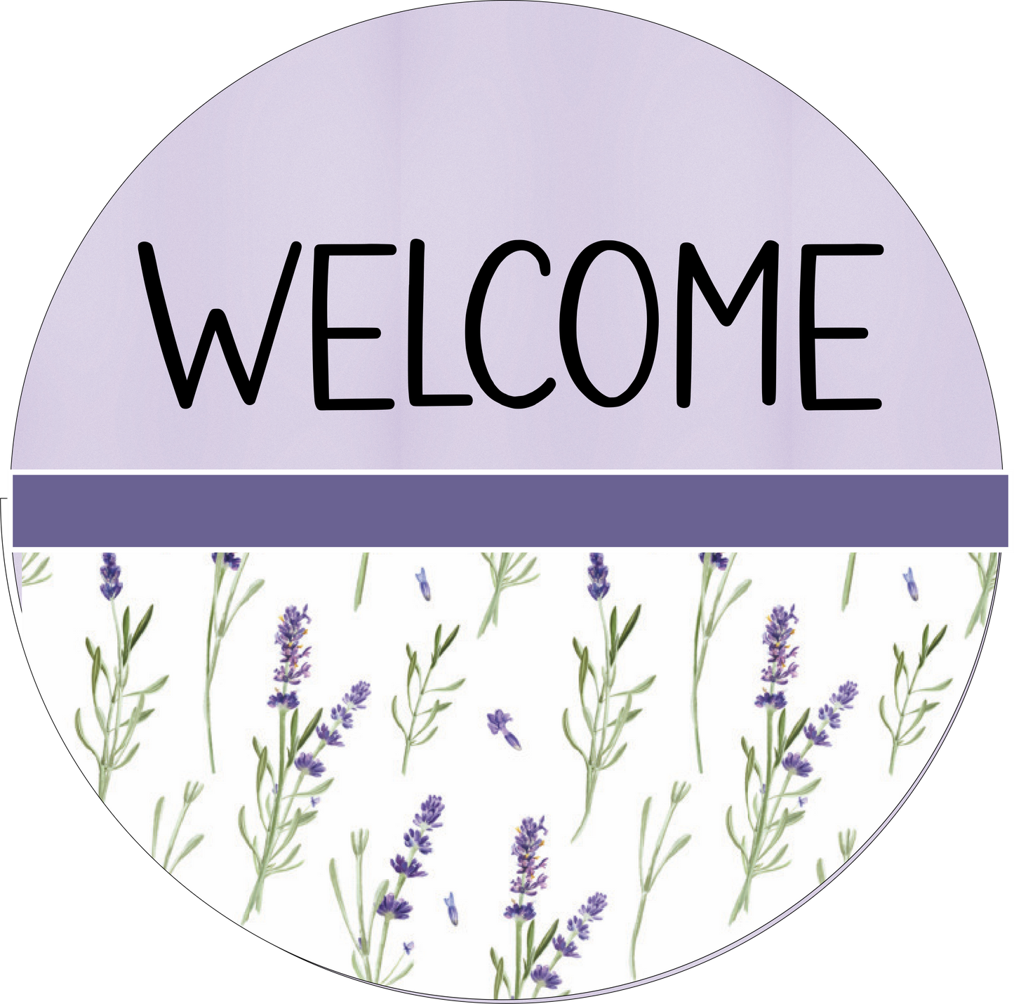 Purple, Lavender and white floral Welcome round