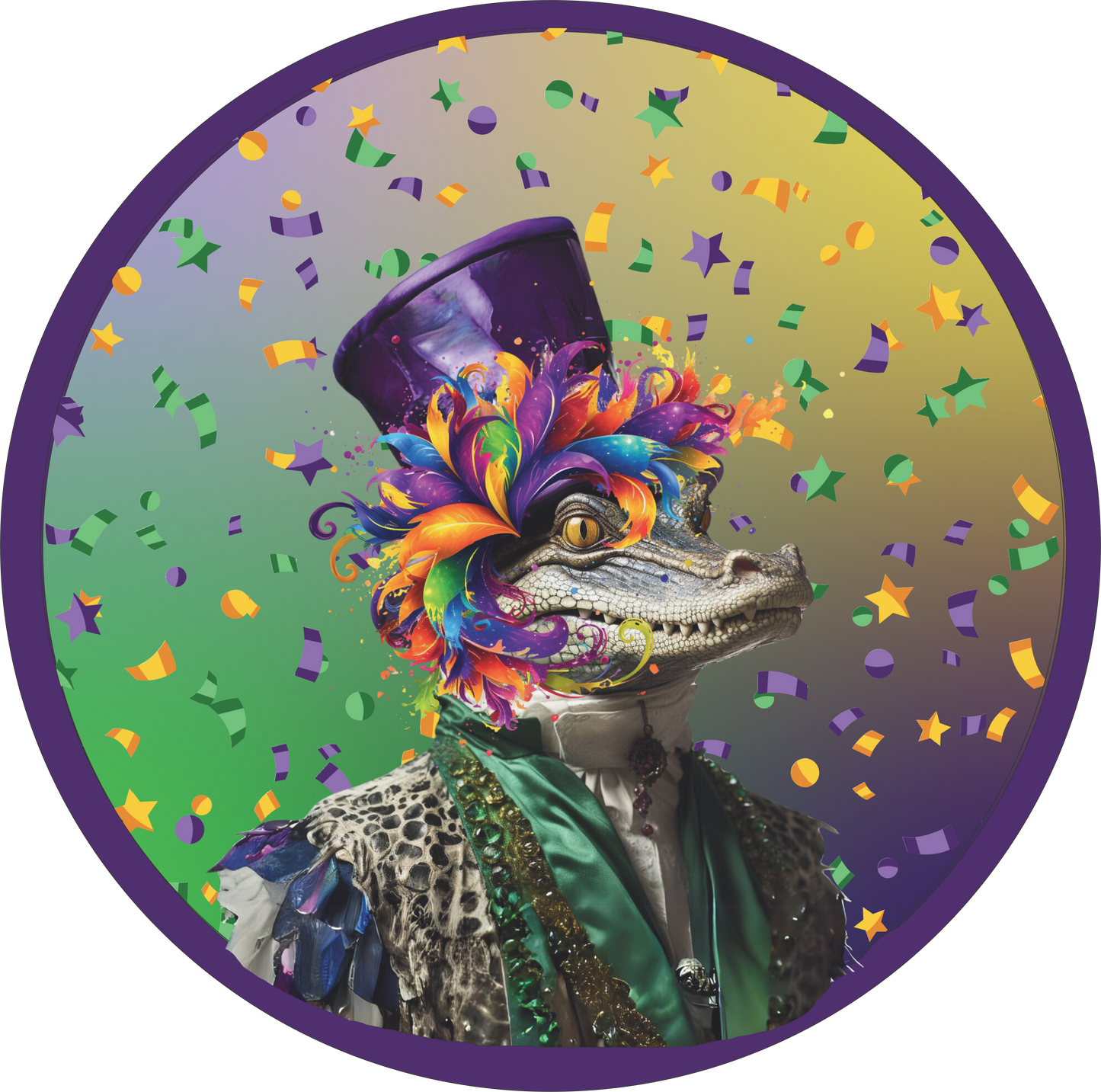 Mardi Gras Alligator Round