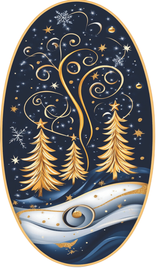 Blue, White and Gold Tree Oval Sign