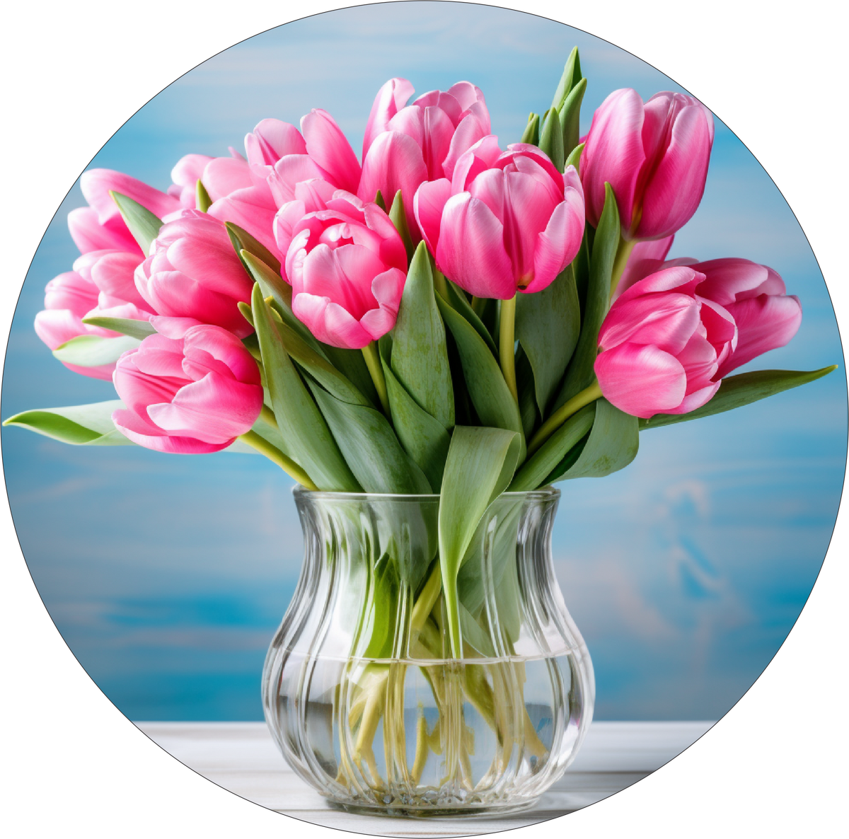 Blue with Pink Tulip Round Sign – RCL Signs and More