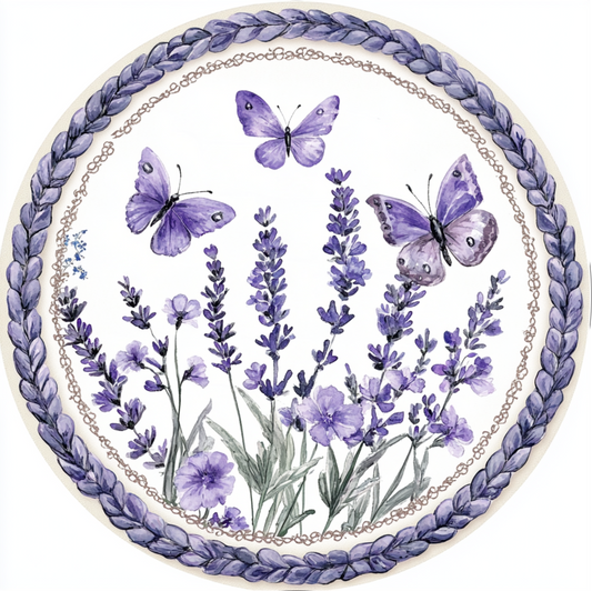 Lavender Butterfly Round Sign