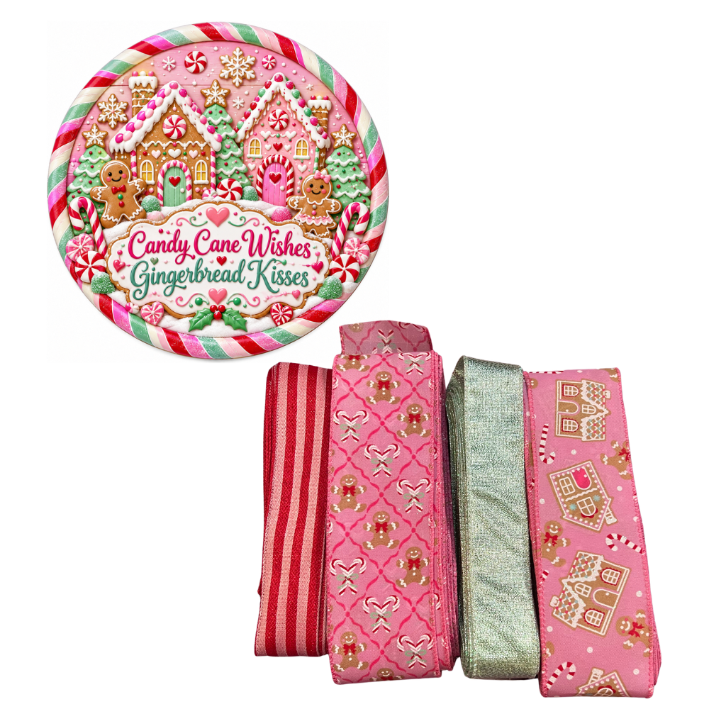 Pink Gingerbread Sign and Ribbon Set