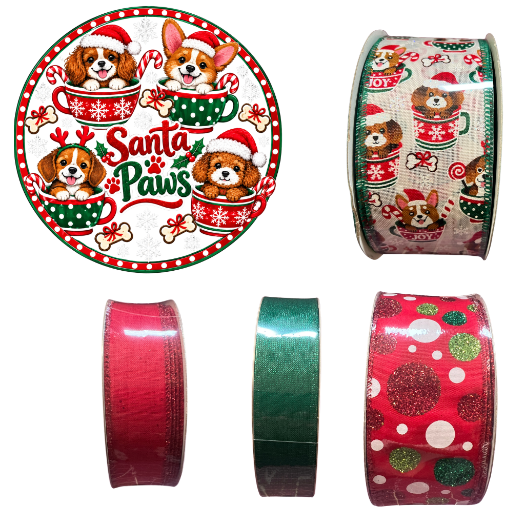 Santa Paws Sign and Ribbon Set