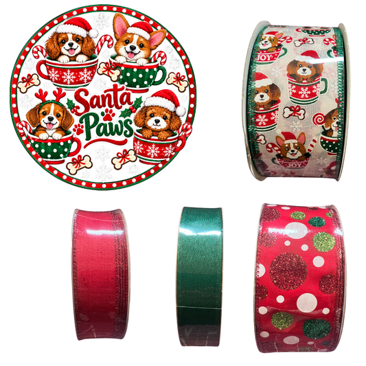 Santa Paws Sign and Ribbon Set