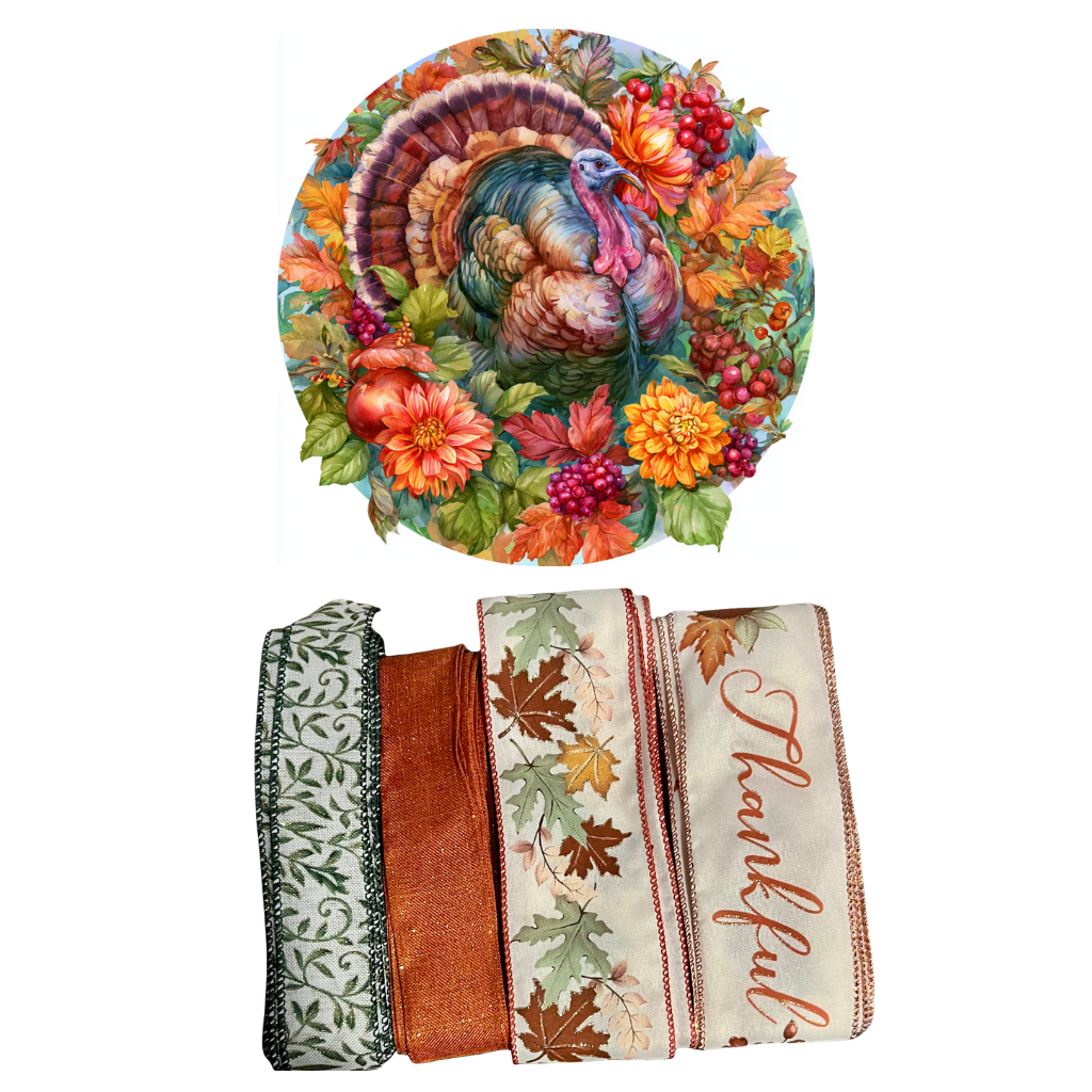 Fall Turkey Sign and Ribbon Set