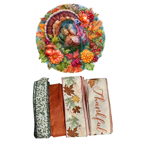Fall Turkey Sign and Ribbon Set