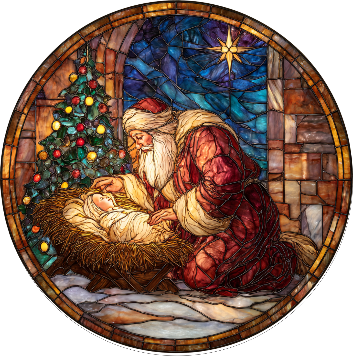 Santa with Jesus Round